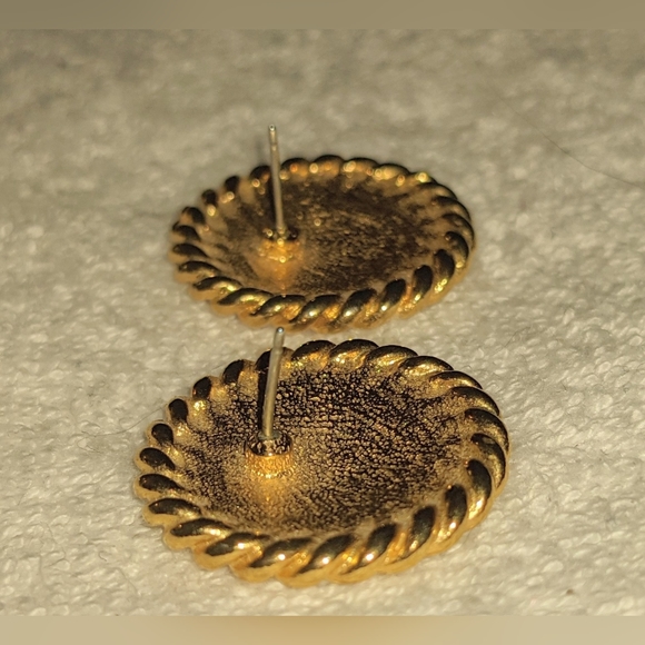 ♥️Vintage Italy Retro Stud Fashion Earrings 1" Fuschia & Emerald Marble, 2 Pair - Picture 5 of 8